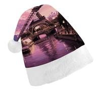 FekiLoot Pink Paris Santa Hat Comfortable Soft Christmas Hat Reusable Christmas Cap for Adults for Xmas And New Year Holiday Party Supplies