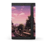 FekiLoot Pink Paris Wallet Compact Blocking Trifold Wallets with Zipper Minimalist Purse Wallet Credit Card Holder