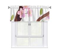 FekiLoot Pink Sakura Branch Curtain Valance for Windows, Kitchen Window Valances Rod Pocket Window Treatments Short Curtains Drapes for Bathroom Bedroom Cafe Decor 54x18inch 1 Panel