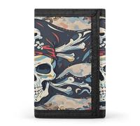 FekiLoot Pirate Flag Skull Wallet Slim Trifold Wallets with Multiple Card Slots Credit Card Holder Pocket Coin Purse