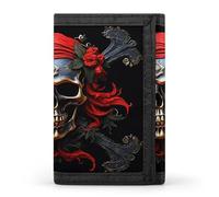 FekiLoot Pirate Skull Wallet for Men Slim Minimalist Trifold Wallet with ID Window And Credit Card Holder