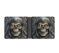 FekiLoot Pirate Skull Wallet Slim PU Bifold Design Wallet with Multiple Card Slots Wallets Extra Capacity Pocket Wallets