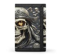 FekiLoot Pirate Skull Wallet Slim Trifold Wallets with Multiple Card Slots Credit Card Holder Pocket Coin Purse