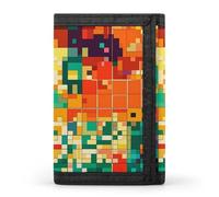 FekiLoot Pixel Art Pattern Wallet Portable Tri Fold Wallet with Zipper Coin Purse for Women Credit Car