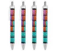 FekiLoot Pixel Color Happy Face Ballpoint Pens Retractable Ball Point Pens Smooth-Flowing Black Ink 0.5mm Writing Pen Black Ink Pen for Men Women 4 PCS
