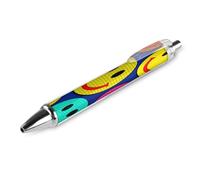 FekiLoot Plaid Happy Face Pattern Ballpoint Pens Retractable Ball Point Pens Smooth-Flowing Black Ink 0.5mm Writing Pen Black Ink Pen for Men Women 1 PCS