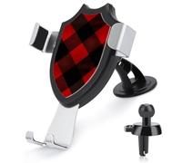 FekiLoot Plaid Red and Black Car Phone Mount for Dashboard/Vent/Windshield Auto-Clamping Gravity Sensor Truck Stand Cradle 90° Rotation Phone Holder Fits 4-6" Phones