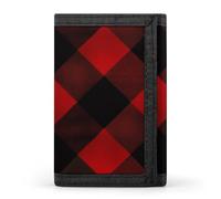 FekiLoot Plaid Red And Black Trifold Wallet Slim Minimalist Front Pocket Men's Passcase Wallet Credit Card Holder