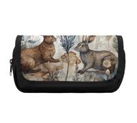 FekiLoot Plant And Bunny Pattern Pencil Case Office Pencil Box Large Capacity Pencil Box Pouch Holder Double Zipper Pencil Case Use to Organize Desktop And Plan Space Home Office