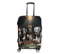 FekiLoot Playing Poker Dogs Travel Luggage Cover Stretchable Airplane Suitcase Protector Sleeve Universal Washable Fit for 19-32 Inch Checked Baggage,Water Resistant Durable Luggage Protector, white