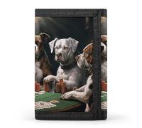 FekiLoot Playing Poker Dogs Wallet Compact Blocking Trifold Wallets with Zipper Minimalist Purse Wallet Credit Card Holder