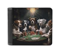 FekiLoot Playing Poker Dogs Wallet Fashionable Slim Leather Wallet with Multiple Card Slots And Hidden Compartments Wallets