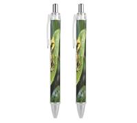 FekiLoot Poison Dart Frog on Leaf Ballpoint Pens Retractable Ball Point Pens Smooth-Flowing Black Ink 0.5mm Writing Pen Black Ink Pen for Men Women 2 PCS