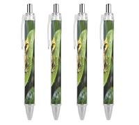 FekiLoot Poison Dart Frog on Leaf Ballpoint Pens Retractable Ball Point Pens Smooth-Flowing Black Ink 0.5mm Writing Pen Black Ink Pen for Men Women 4 PCS