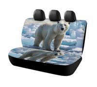 FekiLoot Polar Bear Ice Car Back Seat Covers Waterproof Auto Bench Seat Cover Accessories for Dogs, Universal Auto Rear Seats Protector Comfort Backseat Car Covers for Cars, Vans, Trucks