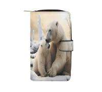 FekiLoot Polar Bear Love Wallet Large Capacity Travel Double Fold Wallets Portable Zipper Leather Purse for Women Men