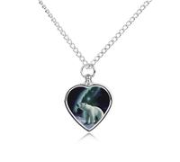 FekiLoot Polar Bears Northern Lights Custom Ashes Necklace Personalized Pet Urn Hair Cremation Souvenir Necklace Memorial Keepsake Holder Pendant Heart Jewelry for Ashes Gift for Dog Loss