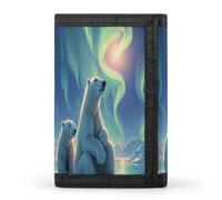 FekiLoot Polar Bears & Northern Lights Wallet Portable Tri Fold Wallet with Zipper Coin Purse for Women Credit Car