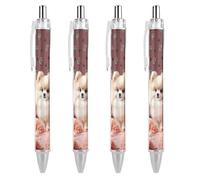 FekiLoot Pomeranians Puppies And Point Ballpoint Pens Retractable Ball Point Pens Smooth-Flowing Black Ink 0.5mm Writing Pen Black Ink Pen for Men Women 4 PCS