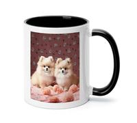 FekiLoot Pomeranians Puppies And Point Coffee Mug 12oz Ceramic Coffee Cup with Handle Novelty Color Mugs Tea Cup for Home, Office & Cafe Use, Microwave & Dishwasher Safe