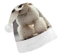 FekiLoot Poodle Santa Hat Unisex Adult Warm Santa Hats Classic Interesting Comfort Christmas Cap with Plush Brim And Liner for Christmas New Year Holiday Party Supplies