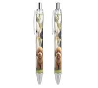 FekiLoot Poodles Dogs Ballpoint Pens Retractable Ball Point Pens Smooth-Flowing Black Ink 0.5mm Writing Pen Black Ink Pen for Men Women 2 PCS