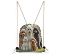 FekiLoot Poodles Dogs Drawstring Backpack Sports Gym Bag Drawstring Bags Foldable Backpack for Women Men