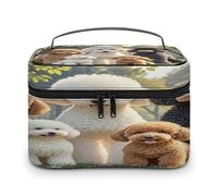 FekiLoot Poodles Dogs Makeup Bag Large Capacity Travel Cosmetic Bag Lightweight Hand-held Toiletry Bags Portable Cosmetic Pouch Cute Make Up Pouch for Women