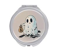 FekiLoot Poor Ghost Compact Mirror Double-Sided Round Travel Makeup Mirrors 1x / 2X Magnifying Portable Metal Mini Pocket Handheld Vanity Mirror for Women Girls Mother