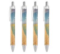 FekiLoot Poppies Field Yellow Brick Road Ballpoint Pens Retractable Black Ink Ballpoint Pens 0.5mm Medium Point Smooth Writing Pattern Pen with Super Soft Grip Cute Work Supplies for Men Women 4 PCS