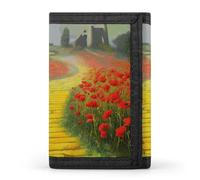 FekiLoot Poppies Field Yellow Brick Road Wallet Minimalist Front Pocket Slim Credit Card Holder Stylish Trifold Wallet for Men Women