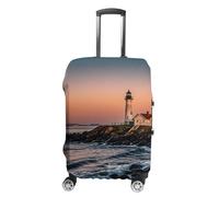 FekiLoot Portland River Lighthouse Sunrise Travel Luggage Cover Anti-Scratch Suitcase Cover Elastic Luggage Protector Fits 19-28 Inch Case, white, Small, Stylish