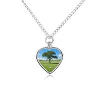 FekiLoot Prairie Lone Tree Urn Necklaces for Ashes Personalized Human Pet Cremation Jewelry Keepsake Locket Heart Pendant with Filling Kit Memorial Gift for Dog Cat Lover Women Men