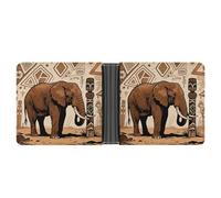 FekiLoot Primitive African Elephant Wallet for Men Slim Wallets for Men Small Wallets Woman Leather Card Holder Wallet