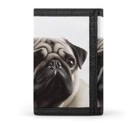 FekiLoot Pug Dog Wallet Compact Blocking Trifold Wallets with Zipper Minimalist Purse Wallet Credit Card Holder