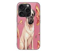 FekiLoot Pug Pizza for iPhone 15 Case Tempered Glass TPU Back Panel Shockproof with Anti-Fingerprint Phone Cover Black
