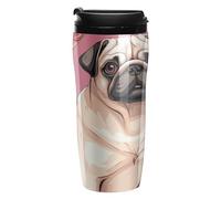FekiLoot Pug Pizza Insulated Tumbler Reusable Plastic Iced Coffee Cup with Lid Double Walled Hot Coffee Travel Mug Gifts for Women Men BPA Free 12 Oz