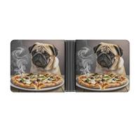 FekiLoot Pug Pizza Wallet Slim Leather Bifold Wallet Extra Capacity Wallets with Multiple Card Slots Men Billfold