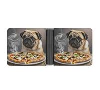 FekiLoot Pug Pizza Wallet Slim PU Bifold Design Wallet with Multiple Card Slots Wallets Extra Capacity Pocket Wallets