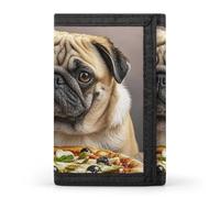 FekiLoot Pug Pizza Wallet Slim Trifold Wallets with Multiple Card Slots Credit Card Holder Pocket Coin Purse
