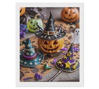 FekiLoot Pumpkin Halloween Diamond Painting Kits for Adults Full Drill Diamond Dots Art for Beginners DIY 5d Round Gem Diamond Pictures Art Kits Crafts Home Wall Decoration Gift 16"x20"