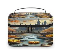 FekiLoot Pumpkin Lantern Ancient Bridge Makeup Bag Large Capacity Travel Cosmetic Bag Lightweight Hand-held Toiletry Bags Portable Cosmetic Pouch Cute Make Up Pouch for Women