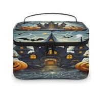 FekiLoot Pumpkin Lantern Castle Makeup Bag Large Capacity Travel Cosmetic Bag Lightweight Hand-held Toiletry Bags Portable Cosmetic Pouch Cute Make Up Pouch for Women