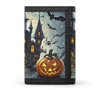 FekiLoot Pumpkin Lantern Castle Wallet Slim Trifold Wallets with Multiple Card Slots Credit Card Holder Pocket Coin Purse