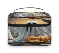 FekiLoot Pumpkin Lantern Ghost Makeup Bag Large Capacity Travel Cosmetic Bag Lightweight Hand-held Toiletry Bags Portable Cosmetic Pouch Cute Make Up Pouch for Women