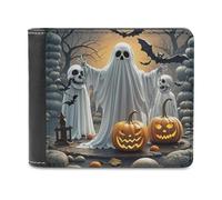 FekiLoot Pumpkin Lantern Ghost Wallet Large Capacity Slim Bifold Wallet with Multiple Card Slots PU Leather Men Purse