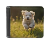 FekiLoot Puppy Crossing The Grass Wallet Fashionable Slim Leather Wallet with Multiple Card Slots And Hidden Compartments Wallets
