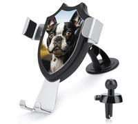FekiLoot Puppy Dog Boston Terrier Car Phone Mount for Dashboard/Vent/Windshield Auto-Clamping Gravity Sensor Truck Stand Cradle 90° Rotation Phone Holder Fits 4-6" Phones