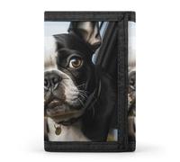 FekiLoot Puppy Dog Boston Terrier Trifold Wallet Slim Minimalist Front Pocket Men's Passcase Wallet Credit Card Holder