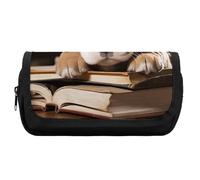 FekiLoot Puppy Dog with Book Pencil Case Portable Zipper Large Capacity Pencil Bag Handheld Multi Function Portable Pencil Pouch Organizer for Family Office Supplies